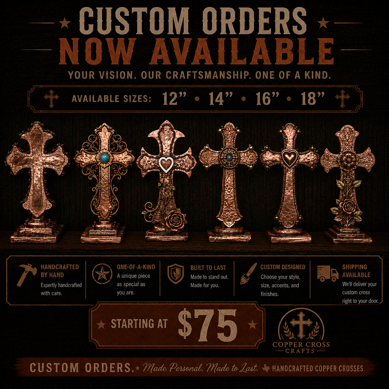 Handcrafted Copper Crosses