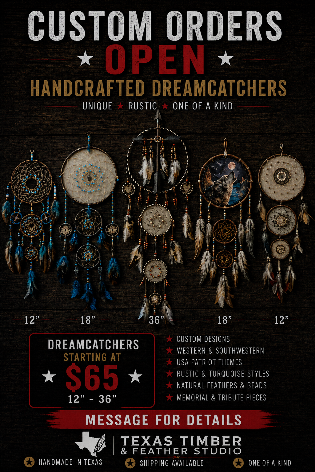 Handcrafted One of a Kind Dreamcatchers