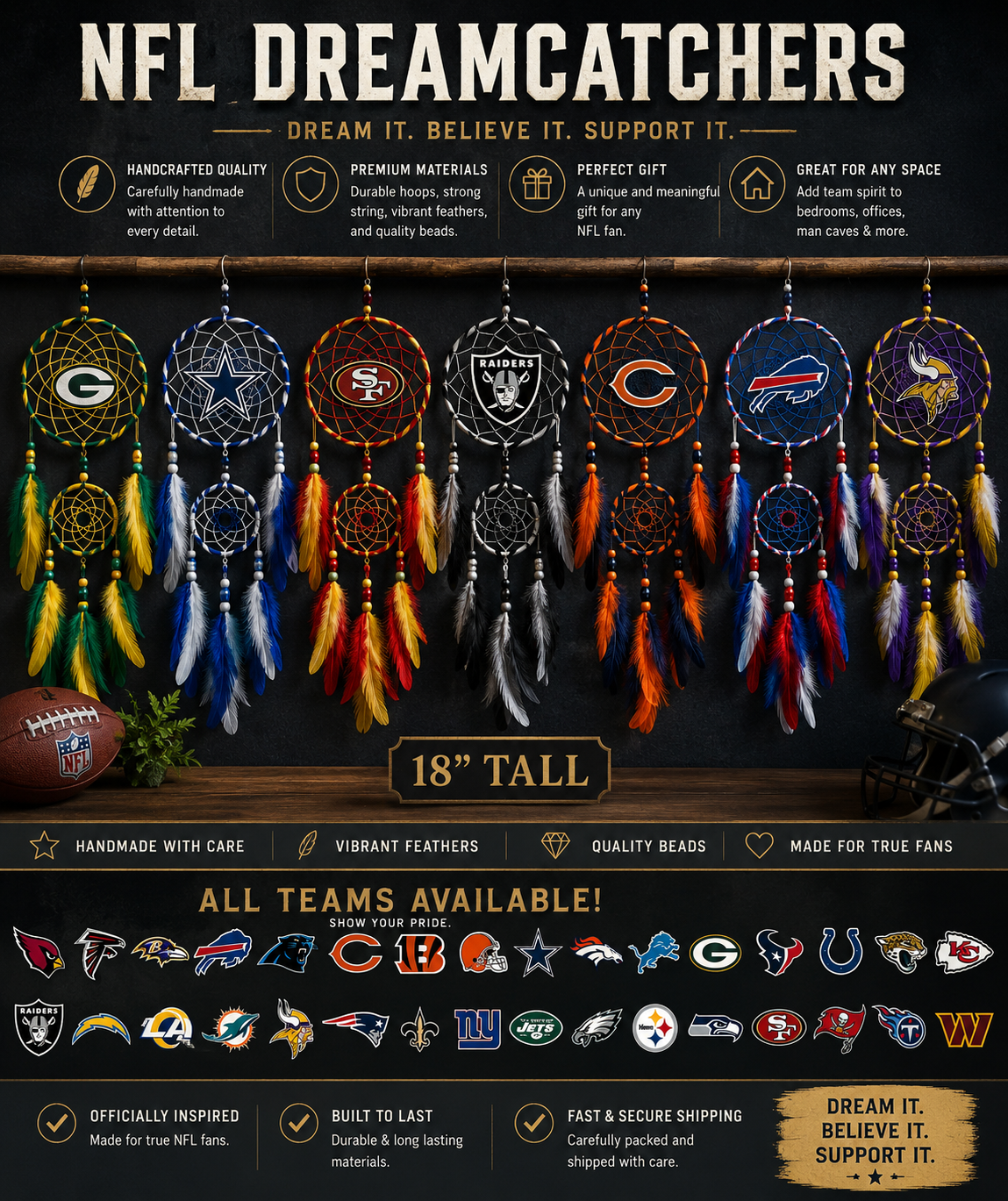 Sports Themed Handcrafted Dreamcatchers