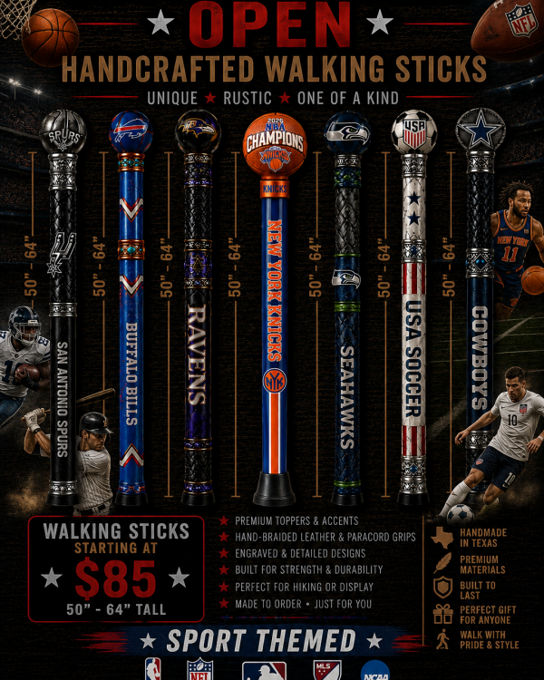 Sports Themed Handcrafted Walking Sticks